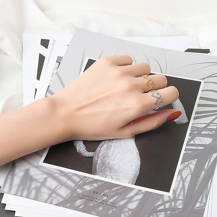 Anillo de apertura elegante de estilo coreano para mujer, nuevo anillo hueco de amor, diseño de interés especial, anillo único en forma de corazón a la moda