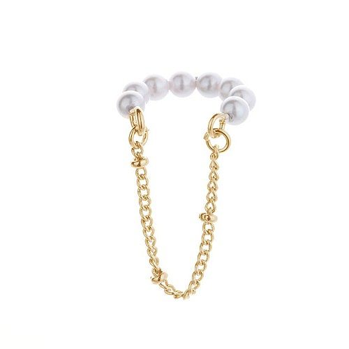 1 Piece Elegant Simple Style Tassel Copper Inlay Artificial Pearls Gold Plated Silver Plated Ear Clips