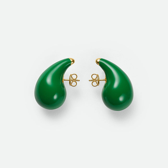 Collier de boucles d'oreilles plaqué or 18 carats en cuivre et émail de couleur unie de style simple