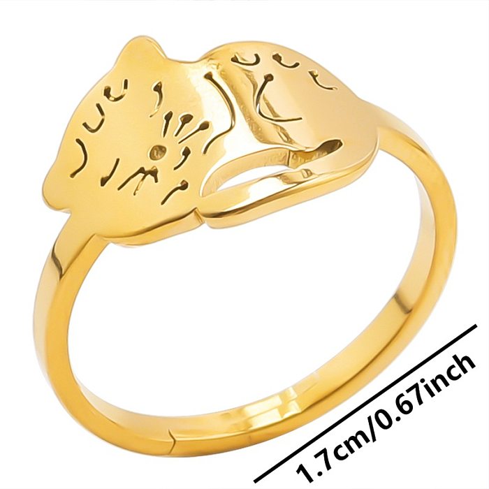 Anéis folheados a ouro com chapeamento de aço inoxidável Cat Commute