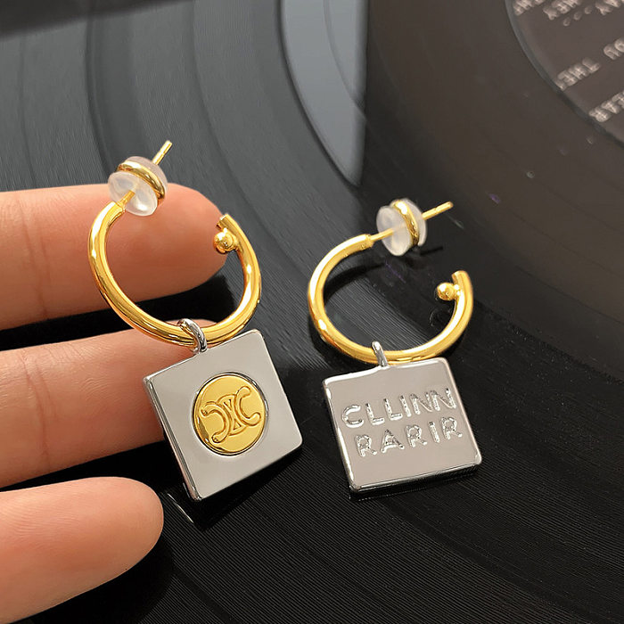 Fashion Square Copper Drop Earrings Plating Copper Earrings