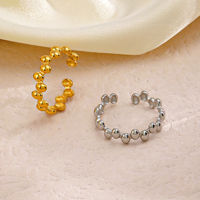 Anéis abertos banhados a ouro 18K com chapeamento de aço inoxidável oval estilo vintage