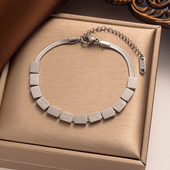 Elegant Simple Style Love Titanium Steel Plating Bracelets Necklace