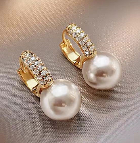 Neue trendige Mode einfache Perle Kupfer Ohrstecker Ohr Schnalle Großhandel
