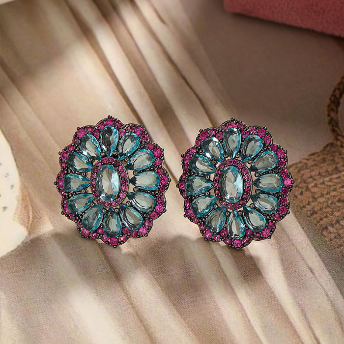 1 par de brincos de orelha de zircônia de cobre geométrico estilo vintage estilo romano