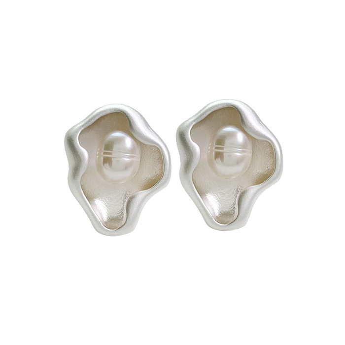 1 Pair IG Style Simple Style Irregular Plating Inlay Copper Pearl Ear Studs