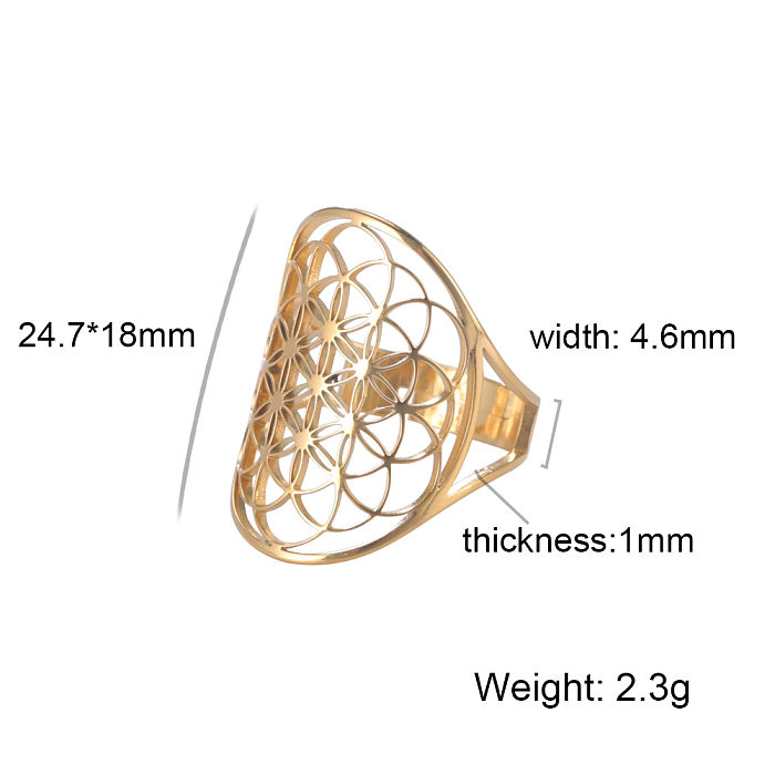 Casual Simple Style Flower Stainless Steel Open Ring In Bulk