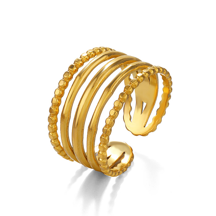 Simple Style Classic Style Lines Stainless Steel Plating 18K Gold Plated Open Rings