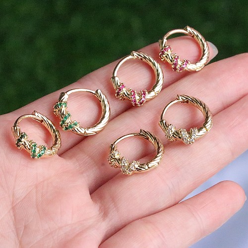 1 Pair Simple Style Commute Round Plating Copper Gold Plated Earrings
