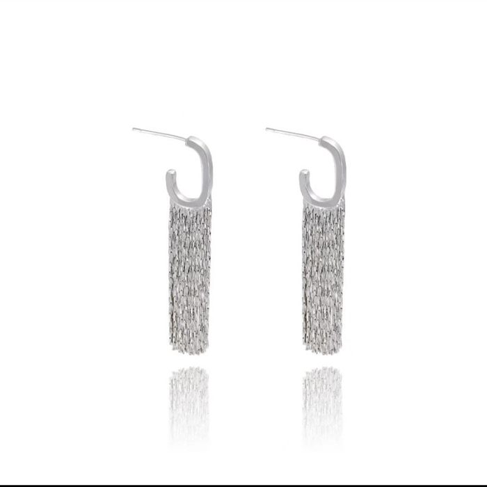 1 paire de boucles d'oreilles pendantes avec chaîne en cuivre et pampilles de Style Simple