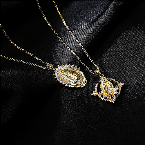Collier avec pendentif vierge marie, plaqué or 18 carats, bijoux en Zircon, vente en gros, nouvelle collection