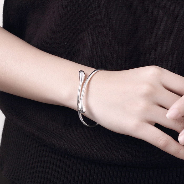 Simple Style Solid Color Copper Plating Silver Plated Bangle