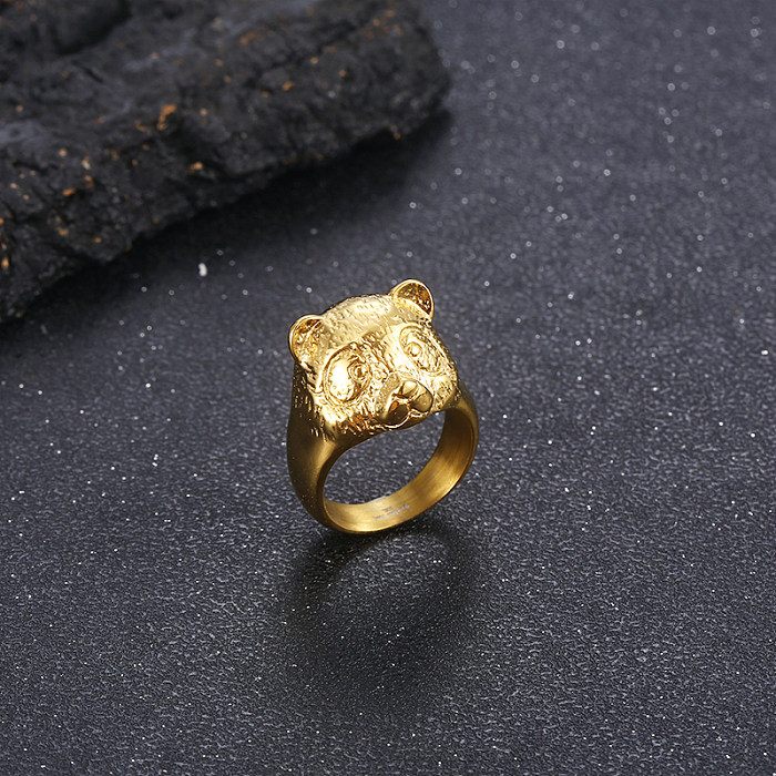 Wholesale Simple Style Bear Solid Color Titanium Steel Polishing Rings