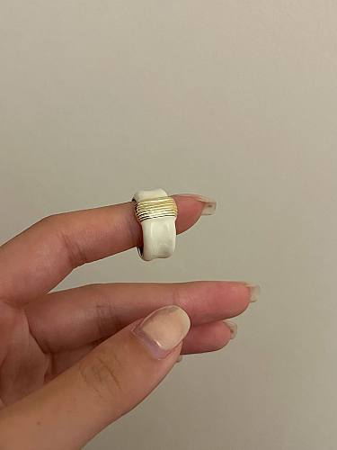 INS Style Vintage Style French Style Circle Copper Spray Paint Enamel Plating Silver Plated Rings
