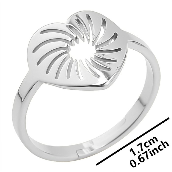 Wholesale Streetwear Heart Shape Stainless Steel Open Ring