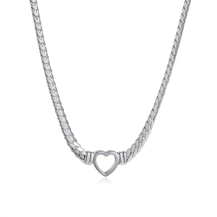 Simple Style Heart Shape Titanium Steel Plating Bracelets Necklace