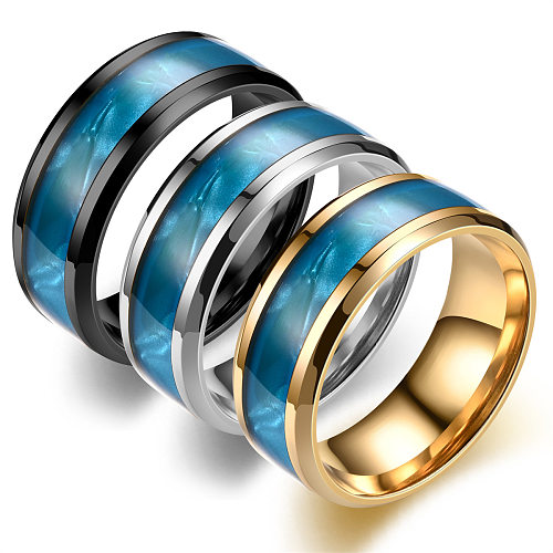Anéis de aço inoxidável em bloco de cores da moda 1 peça