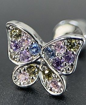 1 peça elegante forma de coração doce borboleta embutida cobre zircão brincos de orelha