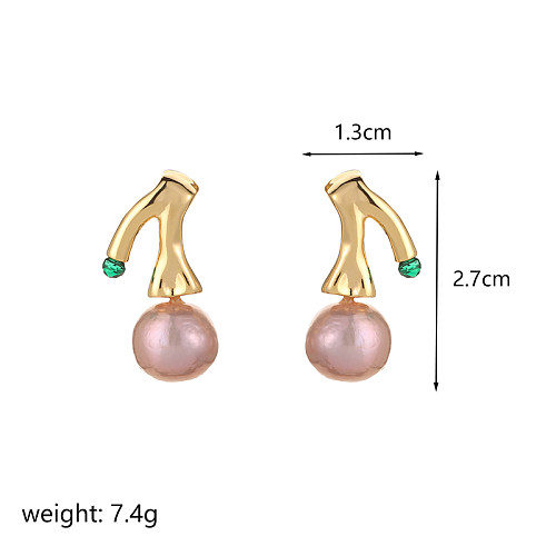 1 Pair Commute Irregular Plating Inlay Copper Freshwater Pearl 18K Gold Plated Drop Earrings