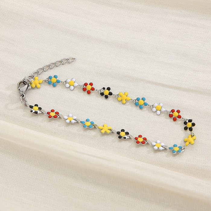 Basic Cross Daisy Stainless Steel Plating Bracelets Necklace