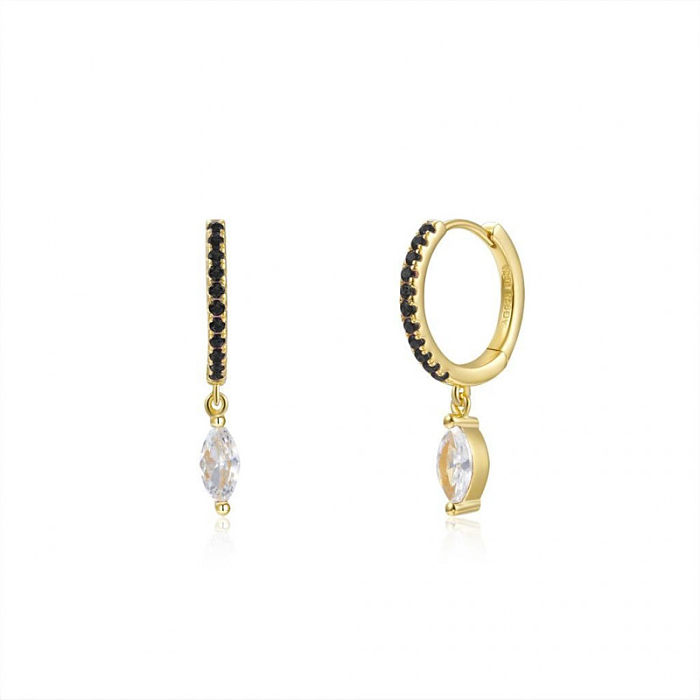 1 Pair IG Style Water Droplets Plating Inlay Copper Zircon White Gold Plated Gold Plated Earrings