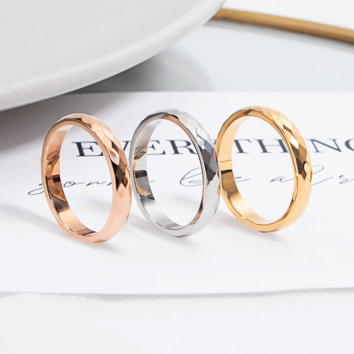 Anéis elegantes de chapeamento de aço de titânio em losango streetwear
