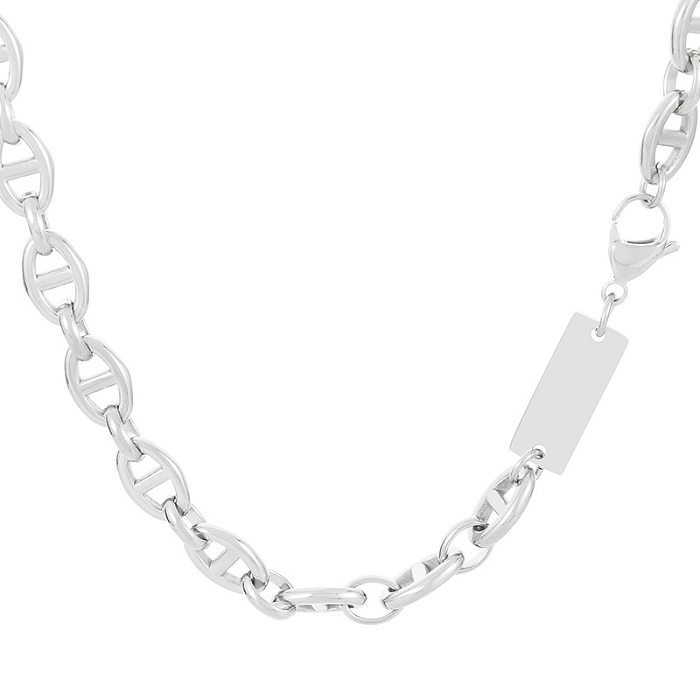 Punk Oval Titan Stahl Beschichtung Kette Armbänder Halskette