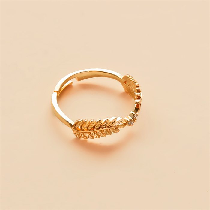 Korean New Sweet Open Leaf Ring Light Luxury Olive Branch Ring Wholesale jewelry