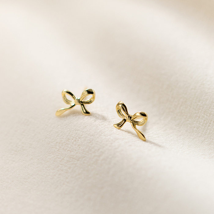 1 Pair Simple Style Bow Knot Plating Copper Ear Studs