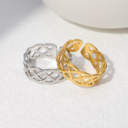 Anéis ocos geométricos de aço inoxidável da moda