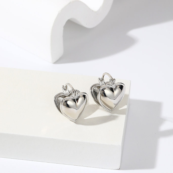 1 Pair Simple Style Heart Shape Plating Copper Gold Plated Ear Studs