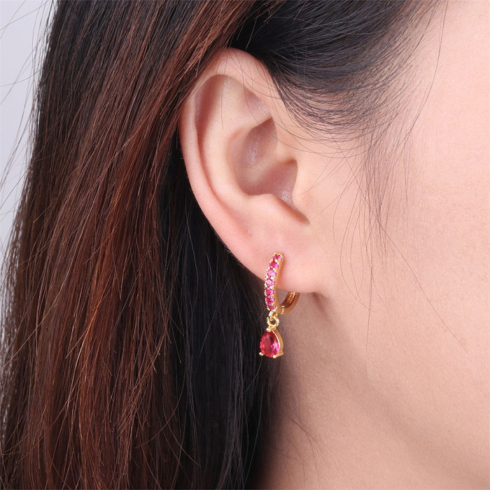 Water Drop Earrings Inlaid Color Zirconium Temperament Earrings New Autumn Design Ear Buckle Jewelry Wholesale