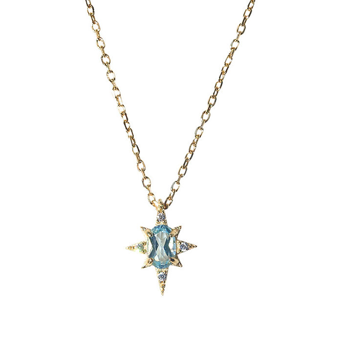 French Style Star Copper Inlay Artificial Gemstones Necklace