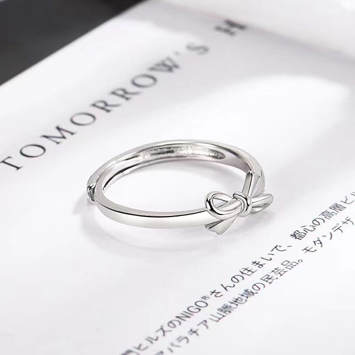 Elegant Bow Knot Copper Plating Open Ring