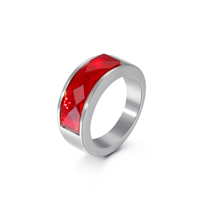 Simple Style Solid Color Stainless Steel Polishing Inlay Zircon Rings