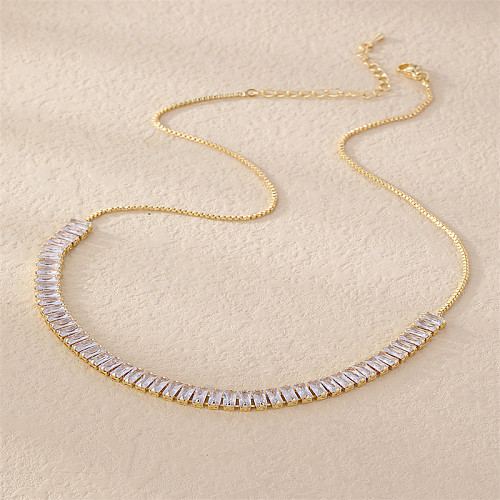 Elegant Simple Style Geometric Copper Zircon Necklace In Bulk