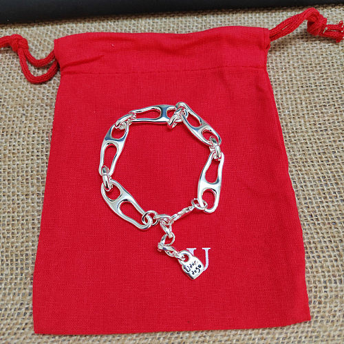 Style simple Style classique lettre serrure cuivre placage argent plaqué Bracelets collier