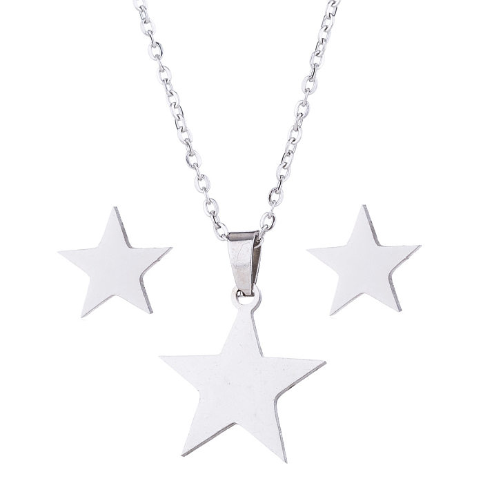 1 conjunto moda estrela chave floco de neve titânio aço chapeamento oco conjunto de jóias