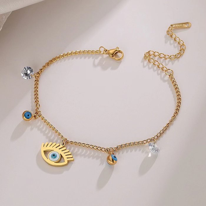 Ethnic Style Devil'S Eye Titanium Steel Plating 18K Gold Plated Bracelets Necklace