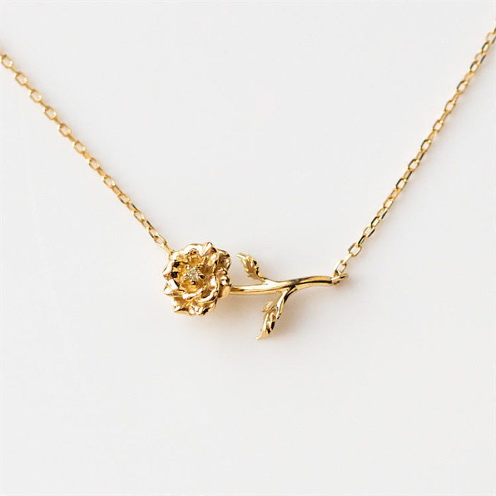 Simple Style Flower Copper Plating 18K Gold Plated Necklace