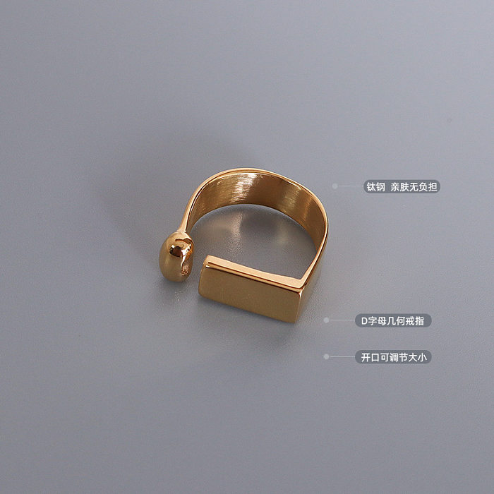 Simple Style Geometric Titanium Steel Plating Metal 18K Gold Plated Open Ring