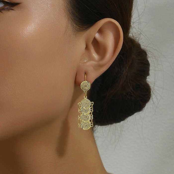 Boucles d'oreilles pendantes en cuivre plaqué or 1 carats, 18 paire de pièces de monnaie luxueuses de Style Vintage