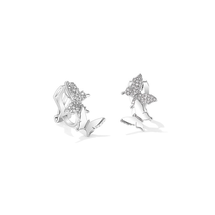 1 Pair Casual Cute Sweet Flower Butterfly Plating Inlay Copper Zircon 14K Gold Plated Ear Studs