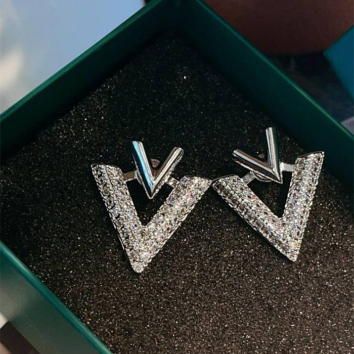 1 Pair Basic Classic Style Letter Plating Inlay Copper Zircon Ear Studs