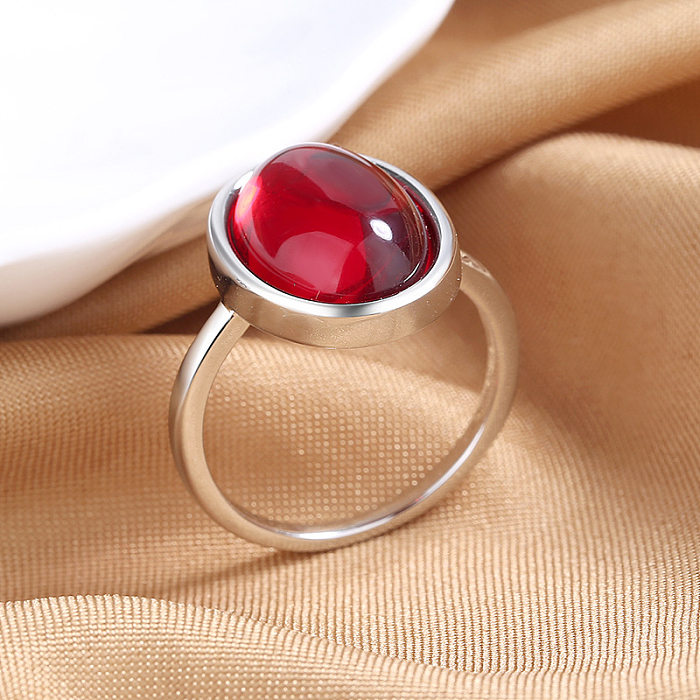 Anéis de pedras preciosas artificiais com incrustação de cobre oval chinoiserie de 1 peça