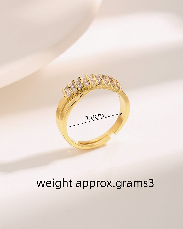 Simple Style Commute Cross Copper Plating Inlay Zircon 18K Gold Plated Rings