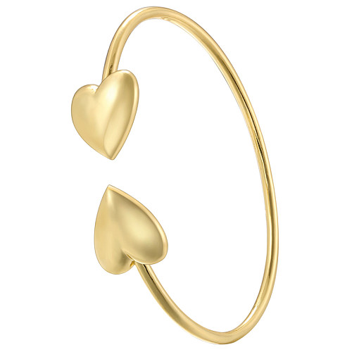 Pulseira banhada a ouro 18K em formato de coração elegante e simples