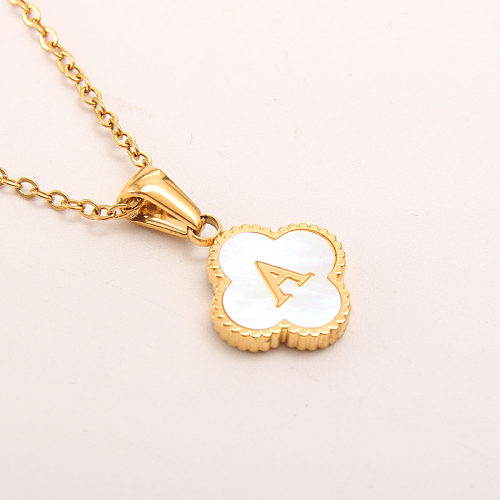 Simple Style Four Leaf Clover Copper Gold Plated Pendant Necklace In Bulk