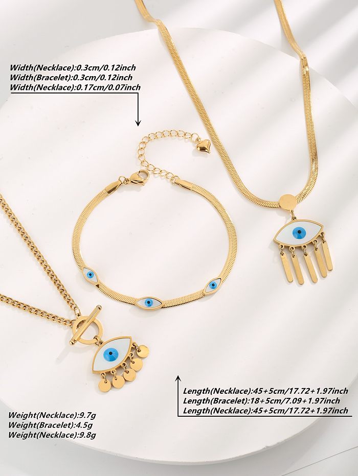 Vintage Style Classic Style Devil'S Eye Titanium Steel Gold Plated Bracelets Necklace