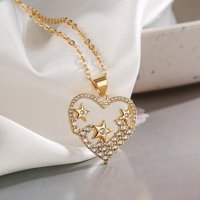 Collier avec pendentif en Zircon plaqué or 18 carats, Style Simple, étoile de trajet, papillon, en cuivre, en vrac